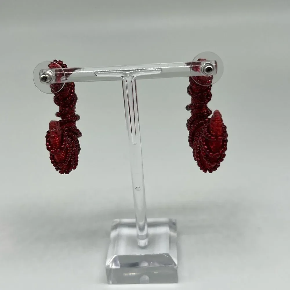 Red Beaded Earrings - Picture 3 of 5
